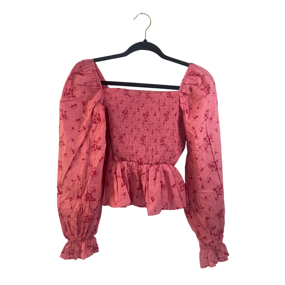 Dizzy Lizzy Dusty Rose Floral Smocked Top S Fairycore Coquette Milkmaid Cottage